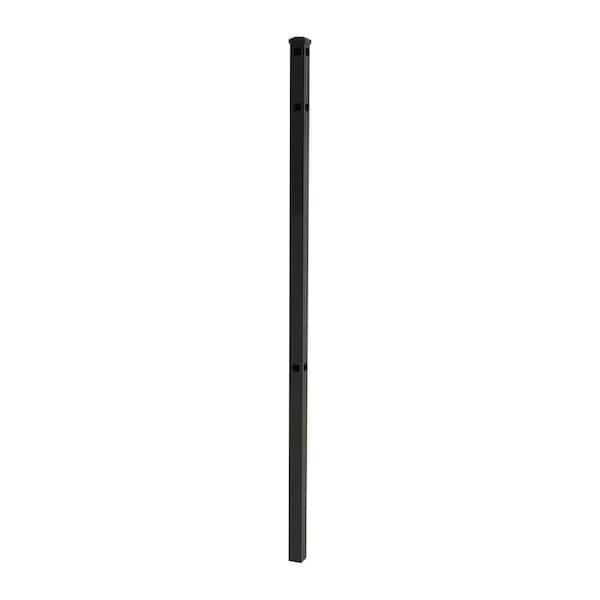 FORGERIGHT Vinings 2 in. x 2 in. x 7 ft. Black Aluminum Fence Corner Post with Flat Cap