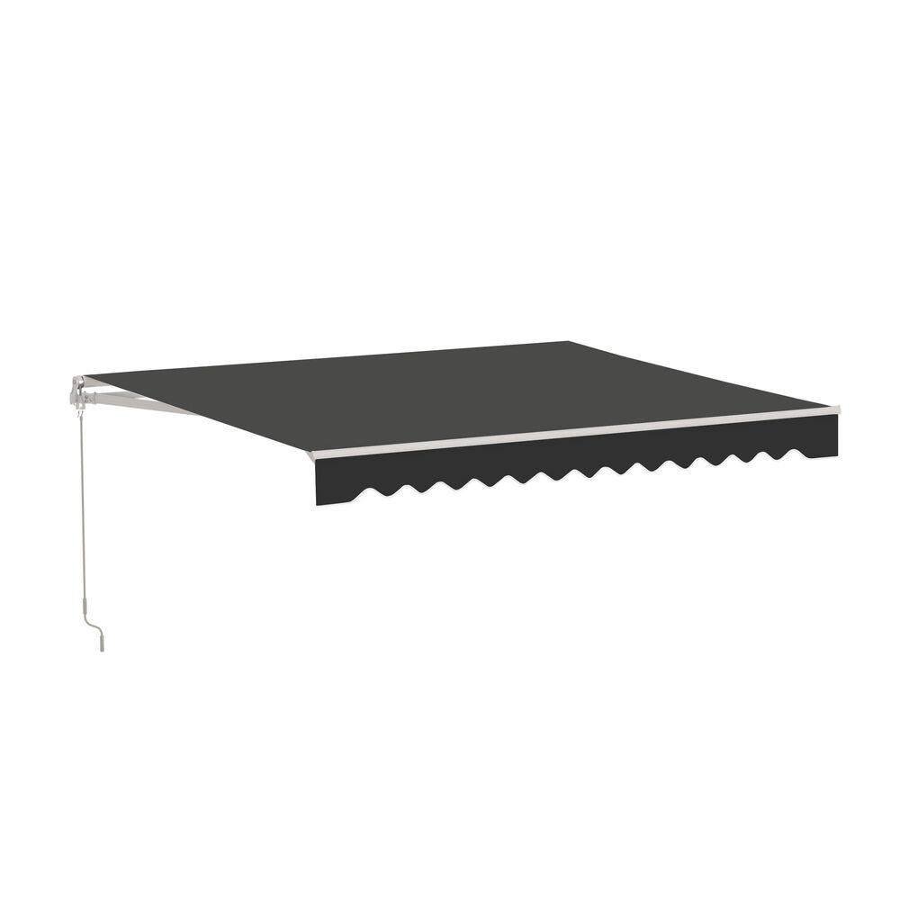10 ft. Motorized UV Polyester Retractable Patio Awning in Black