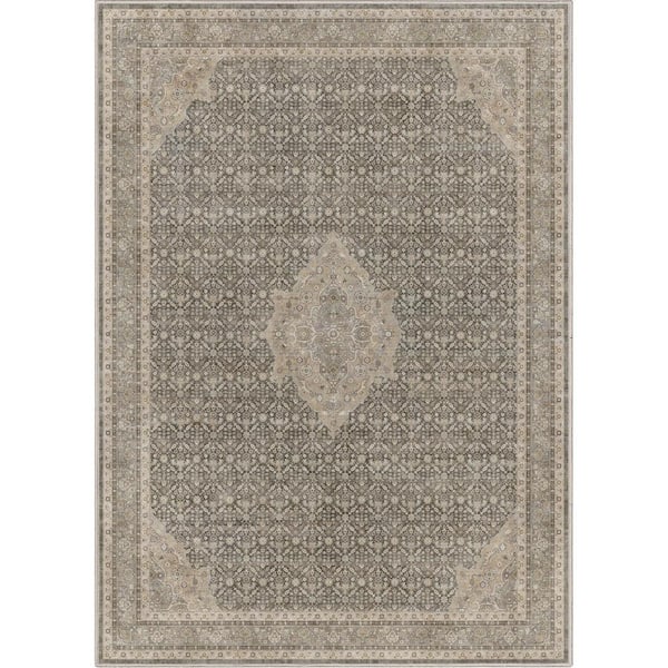 Well Woven Grey Beige 5 ft. 3 in. x 7 ft. 3 in. Asha Lilith Vintage Persian Oriental Area Rug