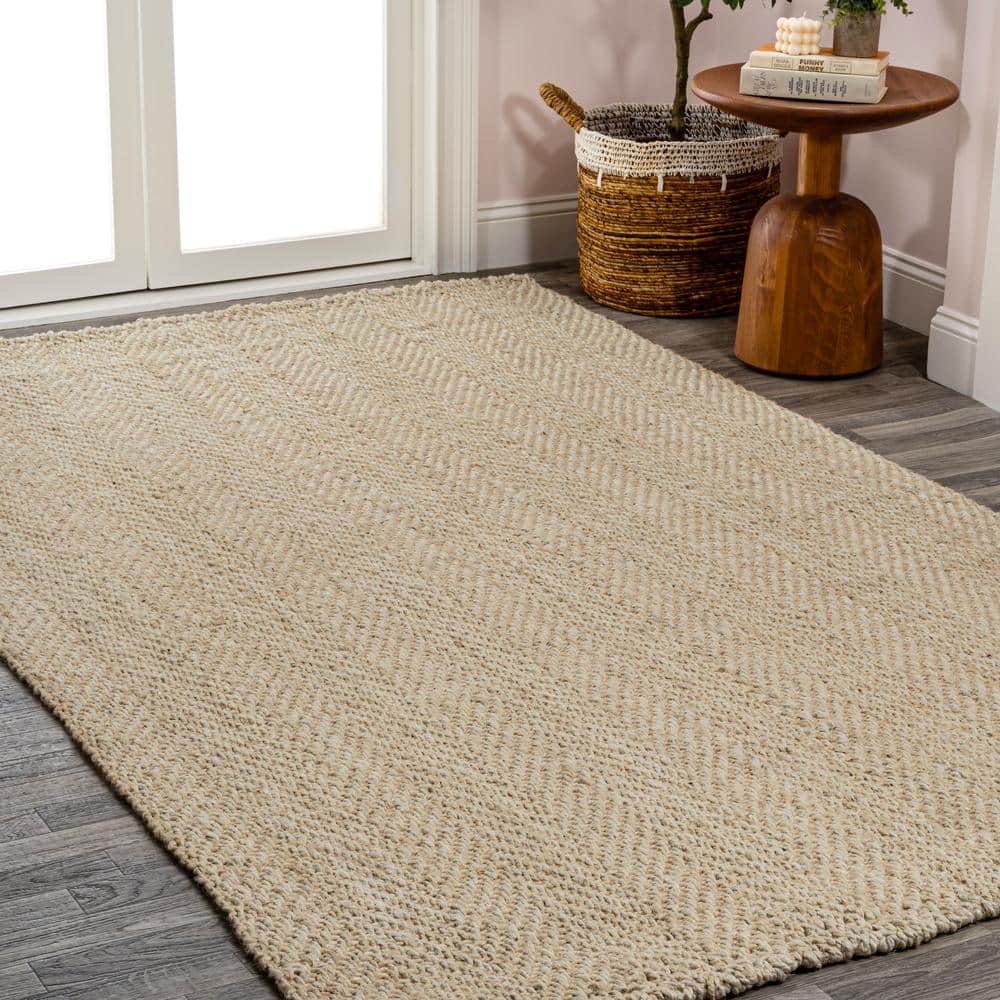 Ivory Chunky Jute Handwoven Herringbone 4' x 6' Area Rug