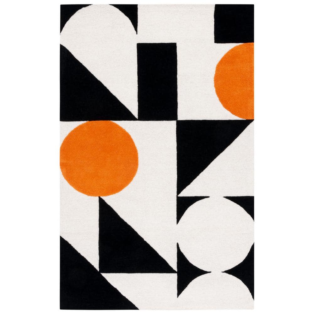 Handmade Black Wool Tufted Area Rug 3' x 5'
