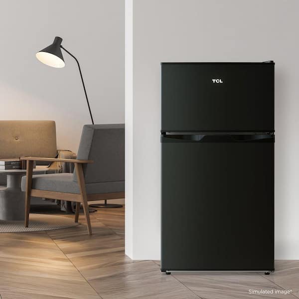 TCL 3.1 cu. ft. 2-Door Mini Refrigerator in Black with Top Freezer