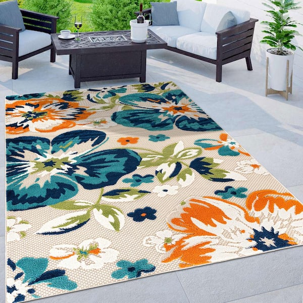 Bergamo Contemporary Floral Multi 4 ft.  x  6 ft.  Indoor/Outdoor Area Rug