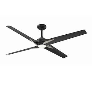 ALESTRA 56 in. Integrated LED Indoor Black Ceiling Fan with White Polycarbonate (PC) Plastic Shade