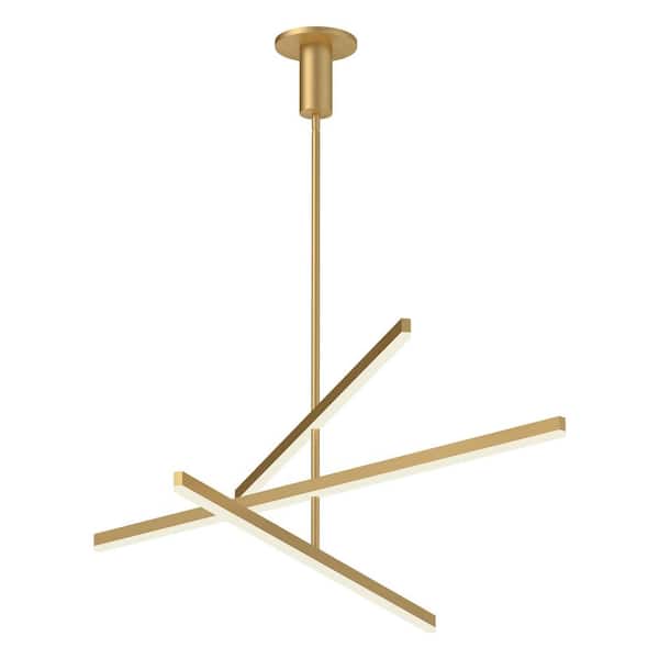 Vega 72-Watt 56 in. 3-Light Integrated LED Brushed Gold Chandelier