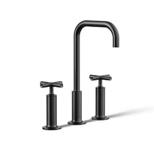 Purist 8 in. Widespread 1.2 GPM Bathroom Faucet with Cross Handles in Matte Black