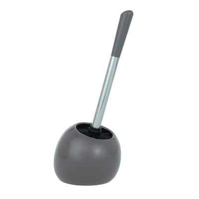 Polaris 10 in. Stainless Steel Toilet Bowl Brush and Holder in Grey