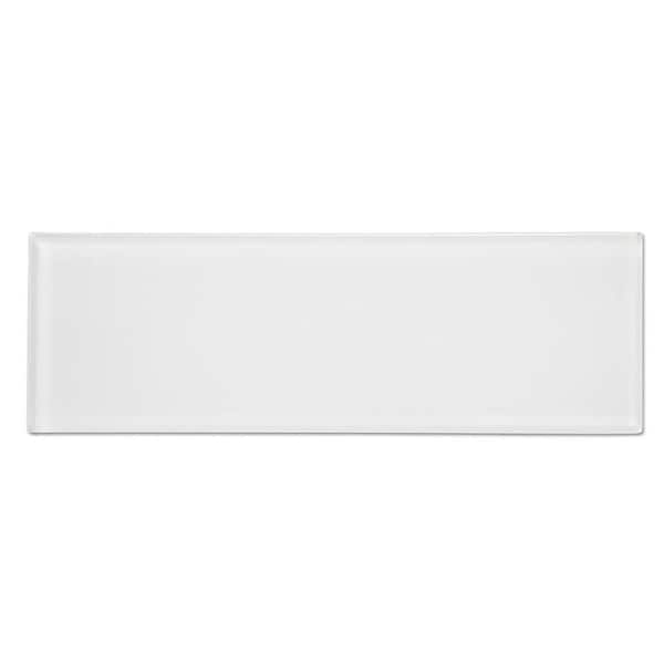 ABOLOS Metro Snow White 3 in. x 12 in. Glossy Glass Subway Wall Tile (5 sq. ft./Case)