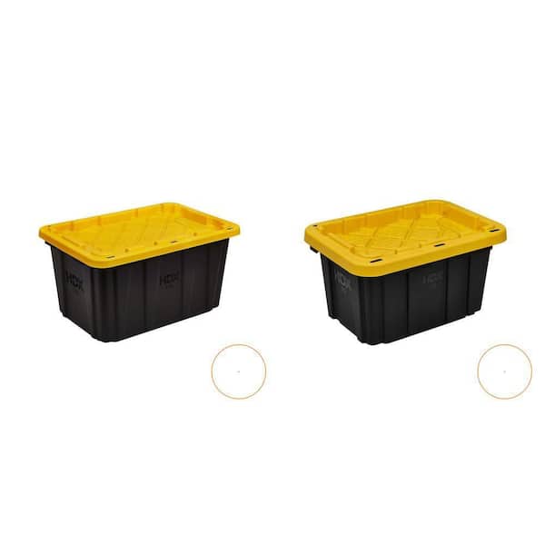 Tough Storage Tote Set in Black and Yellow, 27 Gal. and 7 Gal. (2-Piece)