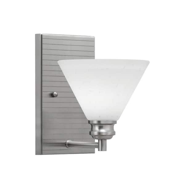 Unbranded Albany 1-Light Brushed Nickel 7 in. Wall Sconce with White Muslin Glass Shade