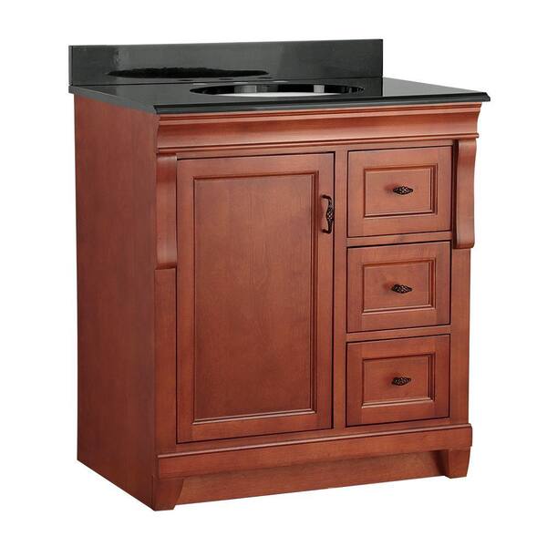 Home Decorators Collection Naples 31 in. W x 22 in. D Vanity in Warm Cinnamon with Colorpoint Vanity Top in Black