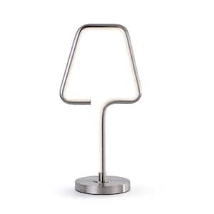 The Lamp 21.5 in. Brushed Nickel Integrated Dimmable LED Tube Table Lamp