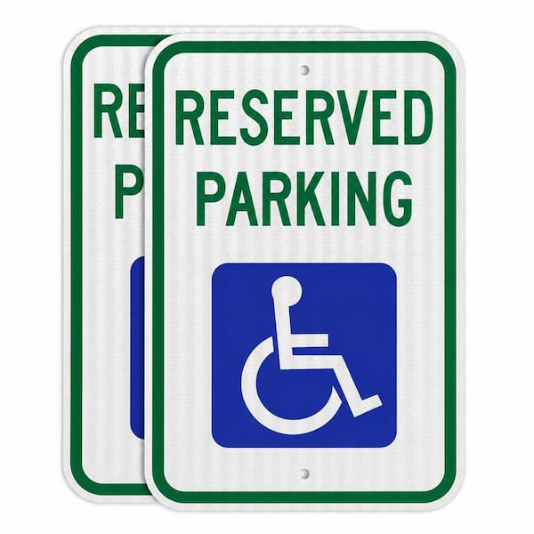 2 Pack 18 x 12 in. Engineer Grade Reflective Rust Free Aluminum Reserved Parking Sign Handicap Weatherproof