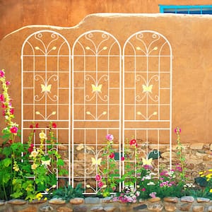 86.7 in. x 19.7 in. Metal Garden Trellis Rustproof Outdoor Flower Support for Climbing Plants, Cream White (4-Pack)