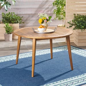 Stamford Teak Brown Round Wood Outdoor Patio Dining Table