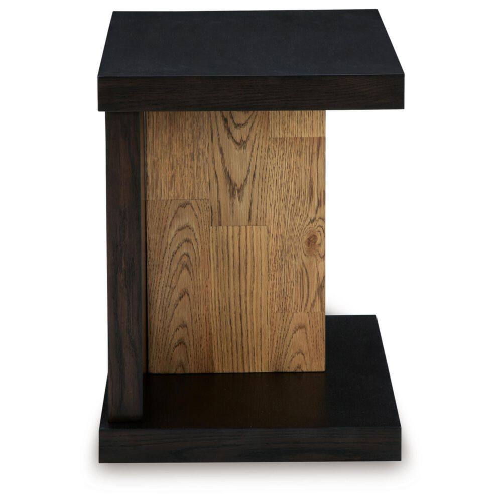 Dark Brown Rectangular Wood and Metal End Table with Storage