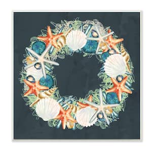 Starfish and Nautical Sea Shell Wreath by Ziwei Li Unframed Print Animal Wall Art 12 in. x 12 in.