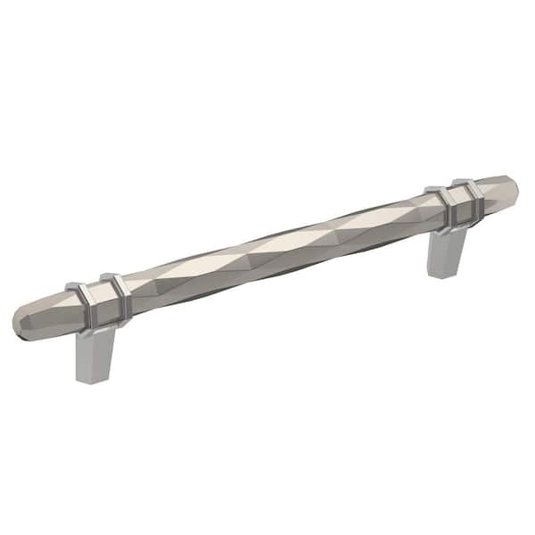 Amerock London 6-5/16 in. (160mm) Modern Satin Nickel/Polished Chrome Bar Cabinet Pull