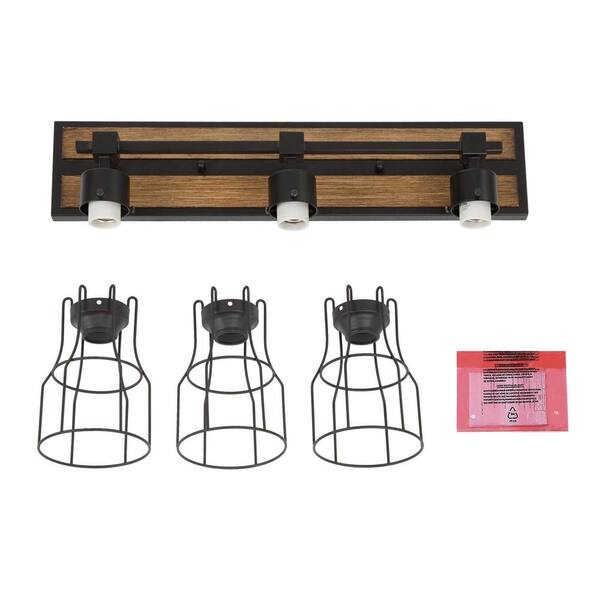 Joosenhouse 3-Light Black Vanity Light - LED Bathroom Sconce With Adjustable Up/Down Light, 4000K