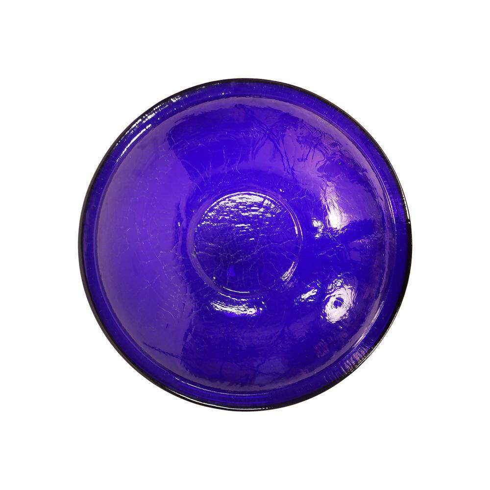 Cobalt Blue Crackle Glass Hanging Birdbath Bowl