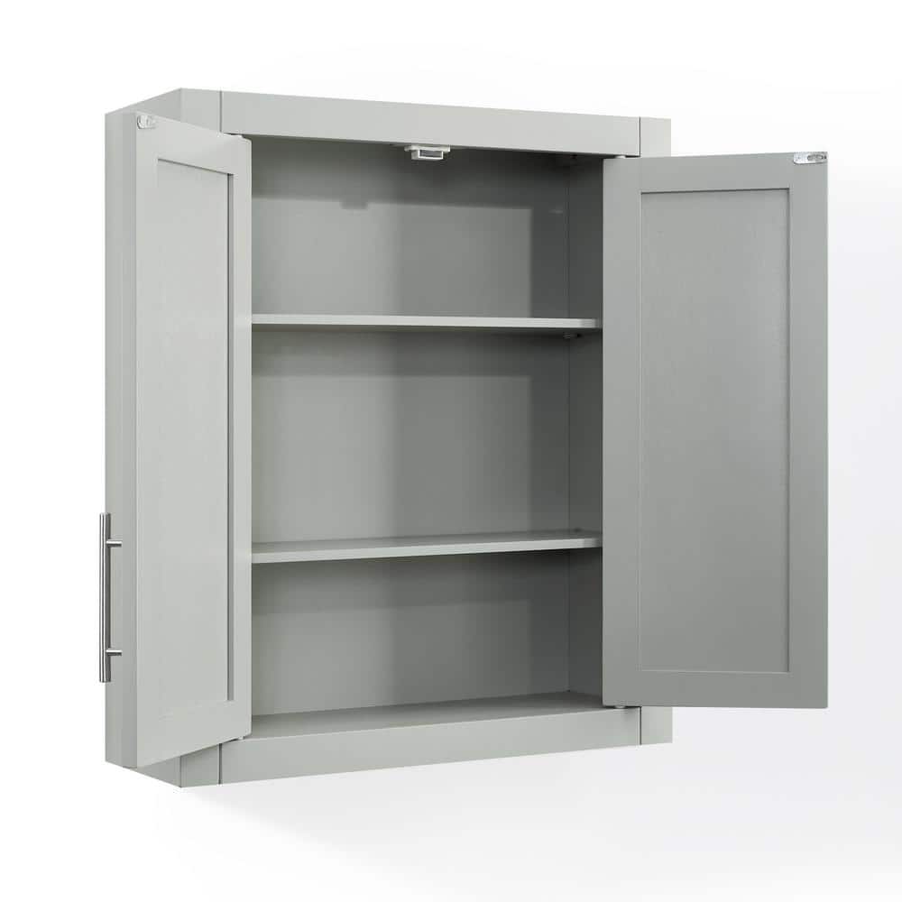 Savannah Gray Shaker-Style Wall Cabinet with Chrome Hardware