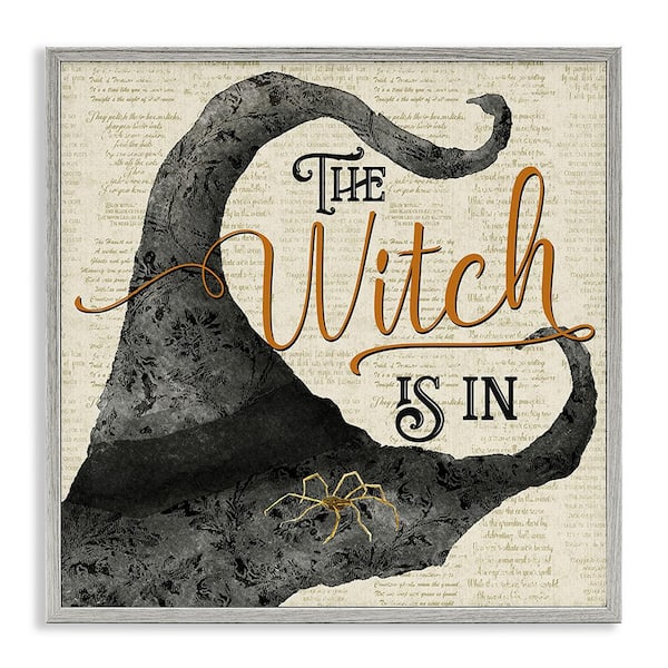 Stupell Industries Vintage Witch Hat Phrase by Deane Beesley 1 Piece Framed Graphic Print Typography Poster Art Print 24 in. x 24 in.