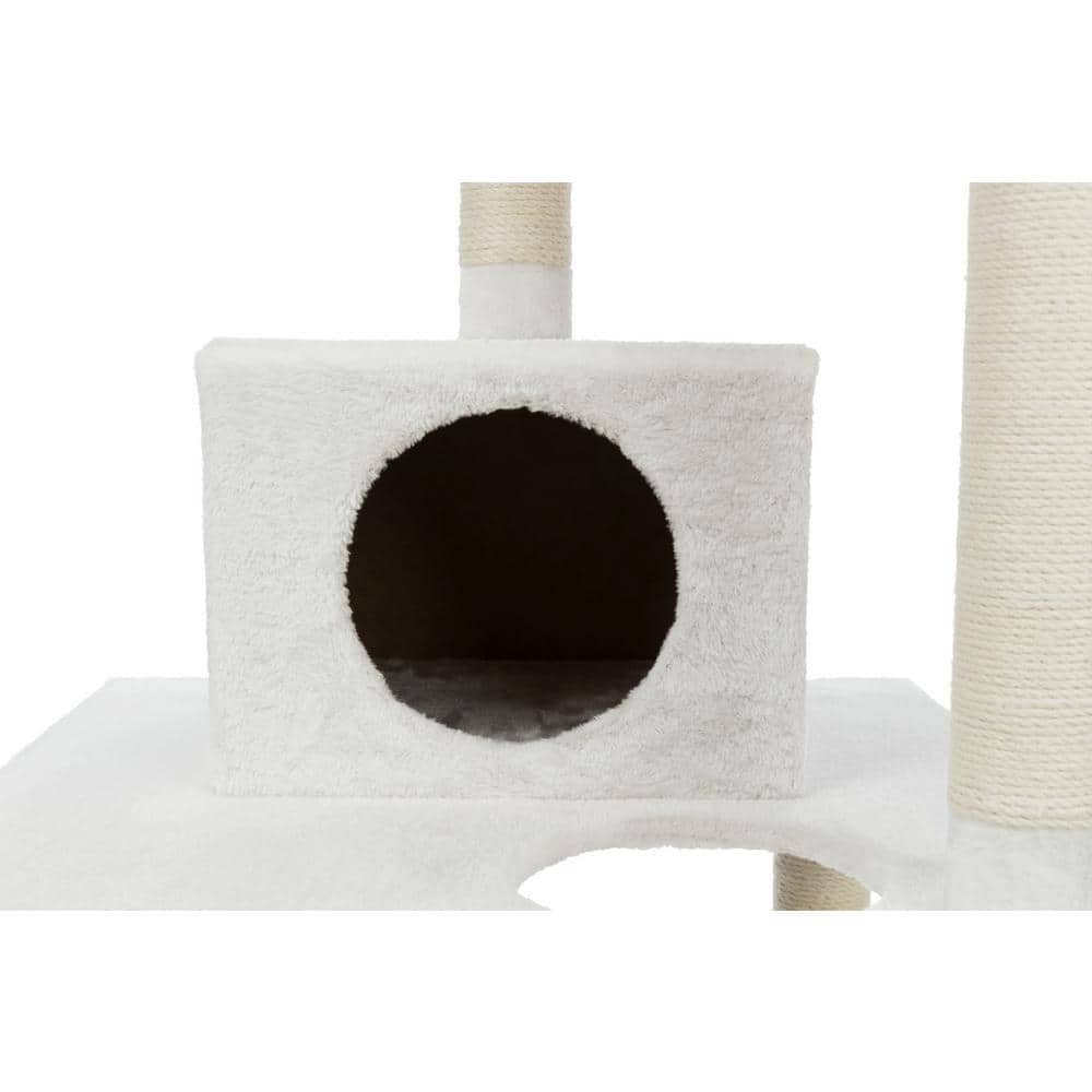 Cream Plush 4-Level Cat Tree with Sisal Scratching Posts