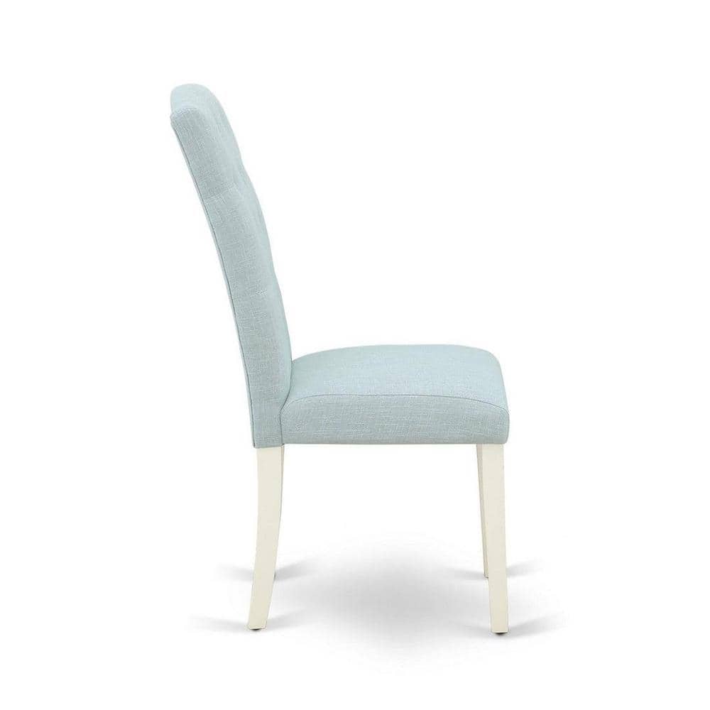 Linen White Extendable Dining Set with 4 Upholstered Parsons Chairs