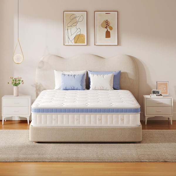 Vesgantti Queen Medium Hybrid Memory Foam, Individual Pocket Spring 10 in. Bed-in-a-Box Mattress