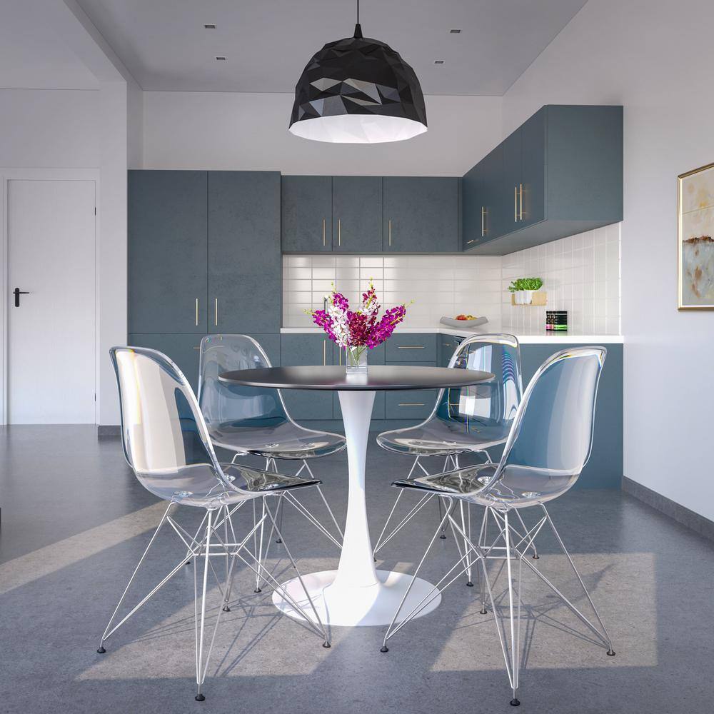 Bristol Mid-Century Modern Black and White Round Dining Table