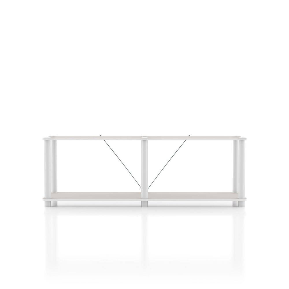 Taupe Grey Modern Engineered Wood 2-Tier Wide Shelf Unit