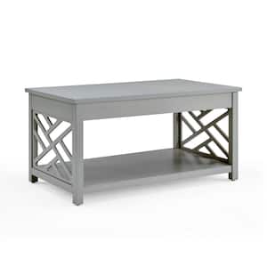 Coventry 36 in. Gray Medium Rectangle Wood Coffee Table with Shelf