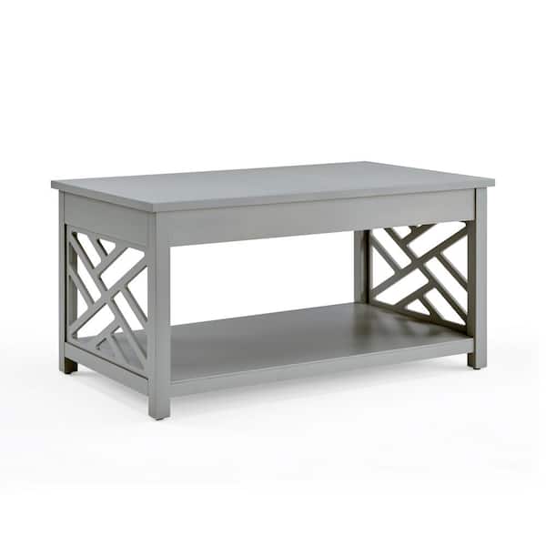 Alaterre Furniture Coventry 36 in. Gray Medium Rectangle Wood Coffee Table with Shelf