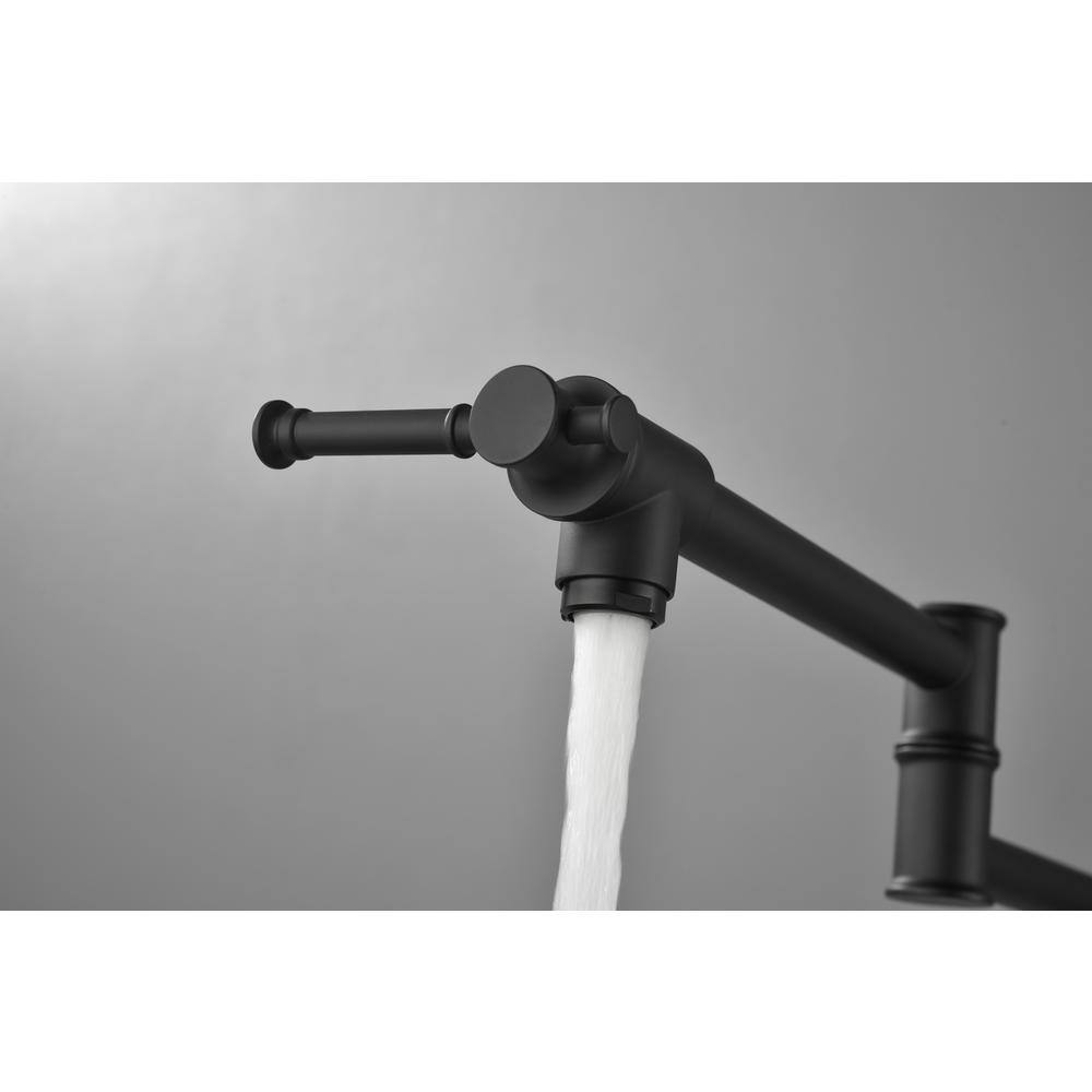 Matte Black Brass Wall Mount Pot Filler Faucet