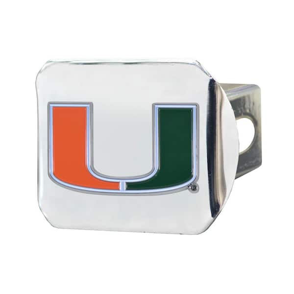 FANMATS NCAA University of Miami Color Emblem on Chrome Hitch Cover