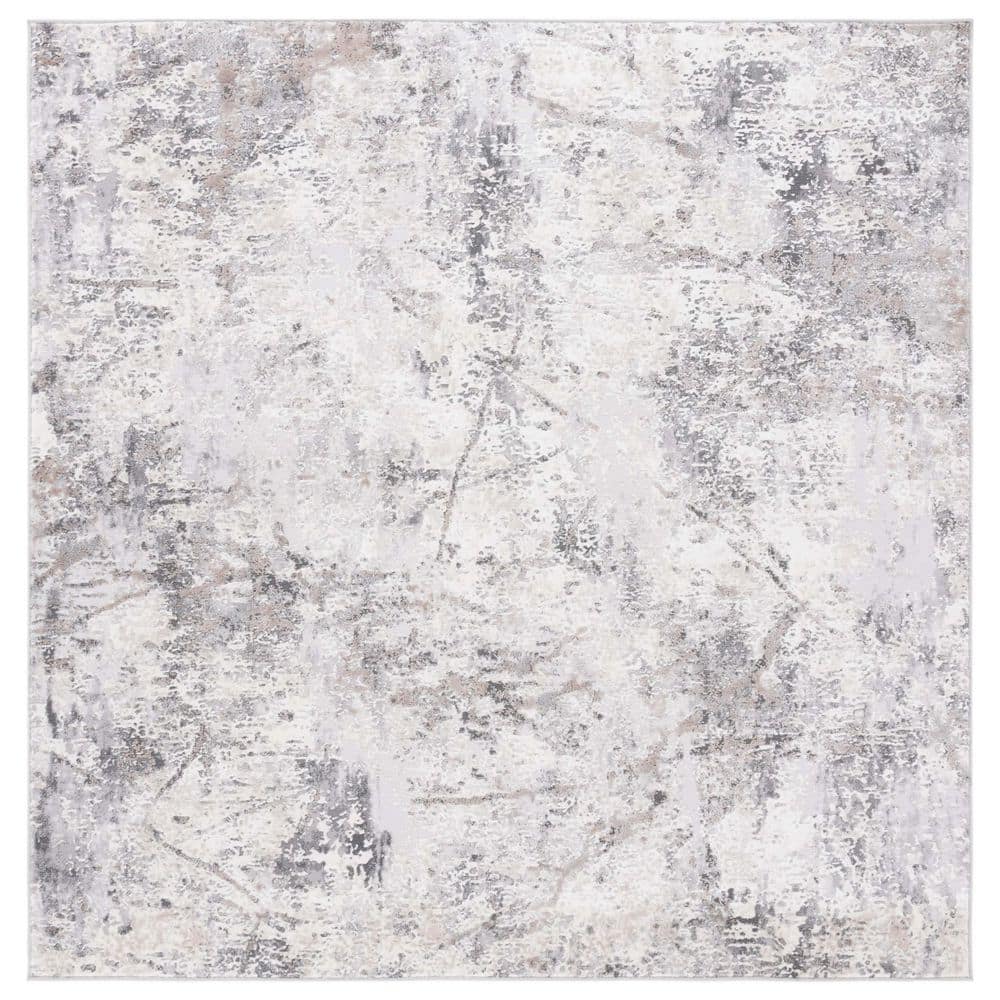 Vogue 7 ft. x 7 ft. Gray/Ivory Distressed Contemporary Square Area Rug price history on PriceWatchPro
