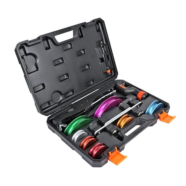 1/4 to 7/8 Pipe Capacity Pipe Tube Bender Set with 7-Color Aluminum Heads Cutter Deburring Tool Kit