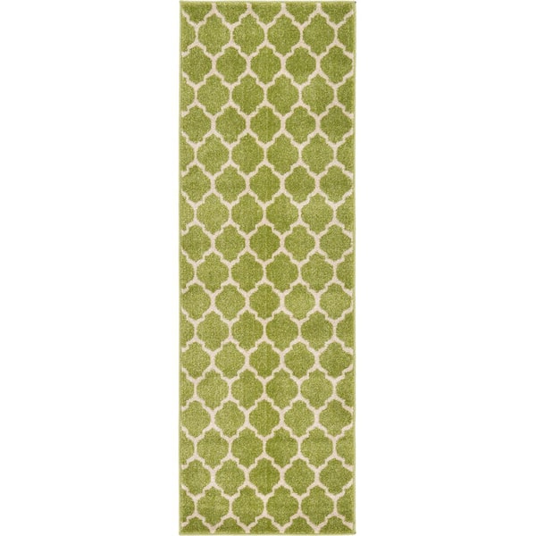 Unique Loom Trellis Philadelphia Light Green/Beige 2' 0 x 6' 0 Runner Rug