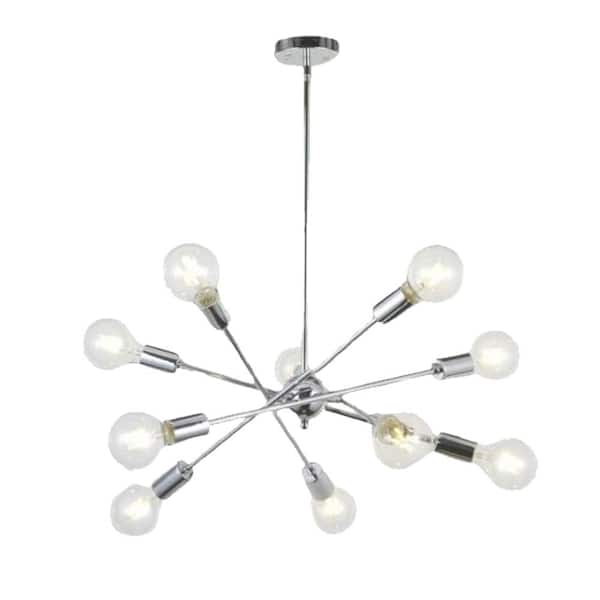 Amucolo 10 Light Modern Chrome Sputnik Pendant Lighting Chandelier Lighting with Adjustable Arms Chrome