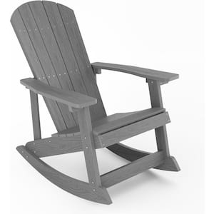 Grey Plastic Oversized Adirondack Patio Outdoor Rocking Chair