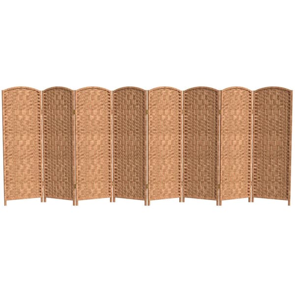 4 ft. Short Diamond Weave Fiber Folding Screen - Natural - 8 Panel