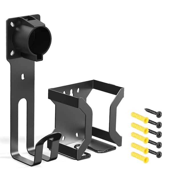 Universal Stainless Steel EV Charger Holder Wall Mount Kit, SAE J1772 Compatible with Nozzle Holster and J-Hook