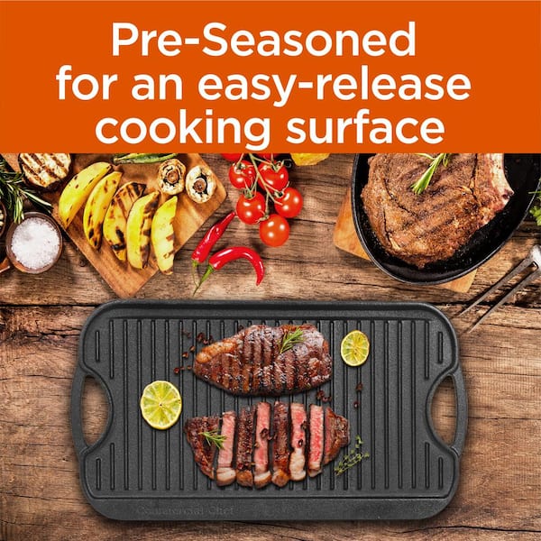 VEVOR Reversible Grill/Griddle, 9.7x16.7 Pre-Seasoned Cast Iron