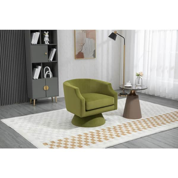 Green Velvet Fabric 360° Swivel Barrel Chair Accent Sofa Modern Round ...