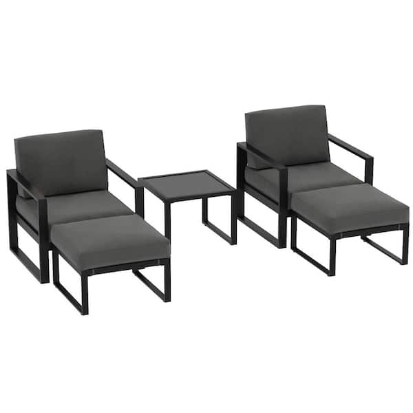SUNVIVI 5-Piece Aluminum Patio Conversation Set with Gray Cushions