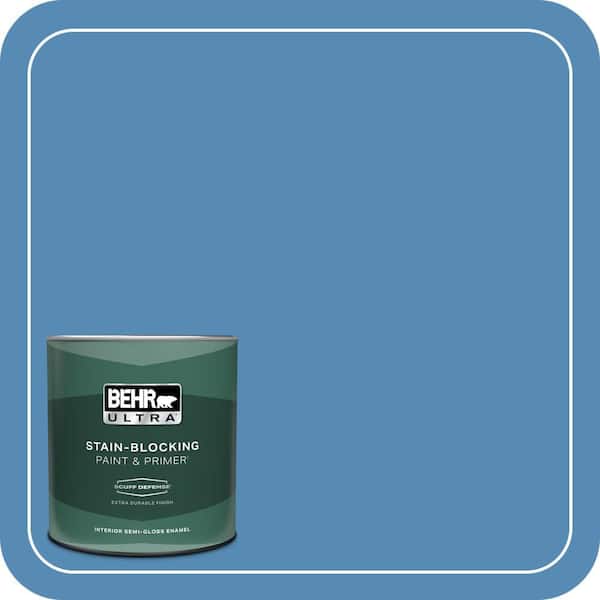 BEHR ULTRA 1 qt. #M520-5 Alpha Blue Extra Durable Semi-Gloss Enamel Interior Paint & Primer
