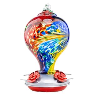 Convenient Nebula Glass Hanging Humming Bird Nectar Feeder-32 oz. with Ant Moat (1-Pack)