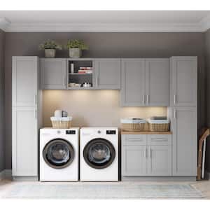 132 in. W x 24 in. D x 90 in. Vesuvius Gray Shaker Stock Ready to Assemble Base Kitchen Cabinet Laundry Room