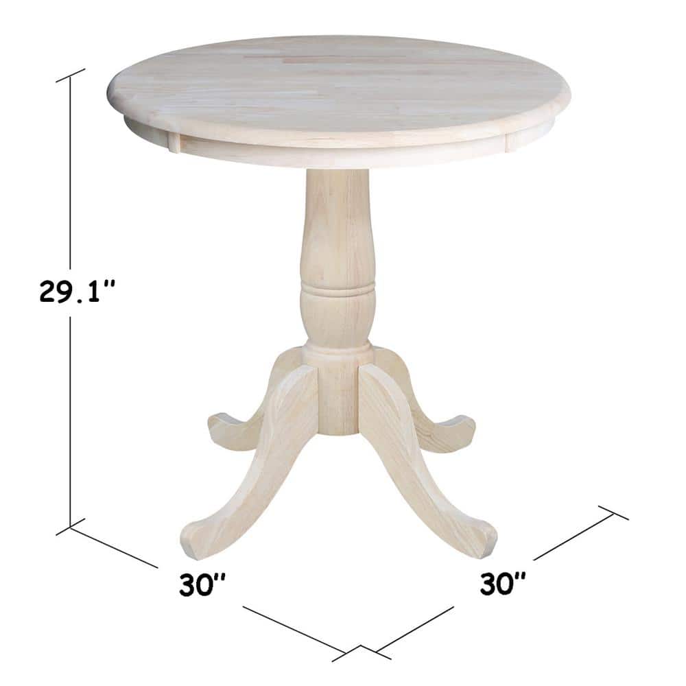 Farmhouse Charm 30" Round Wood Extendable Dining Table, Unfinished