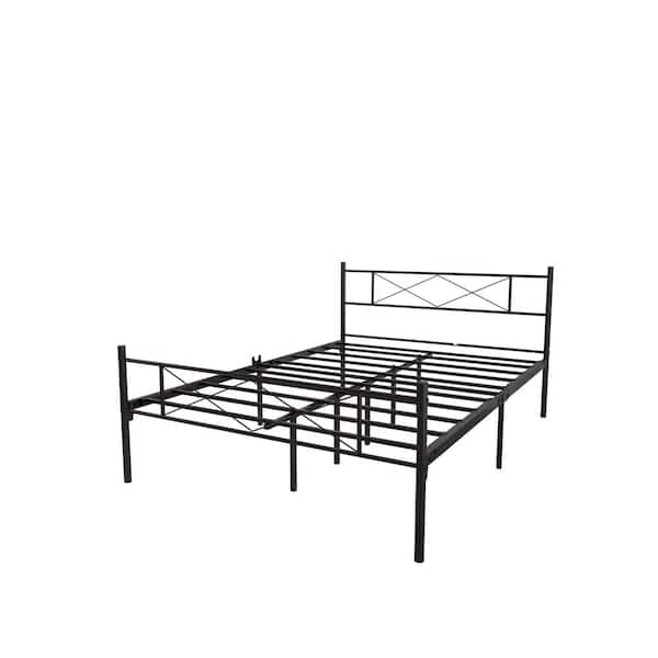wetiny 54.72 in. W Black Metal Frame Full Size Platform Bed